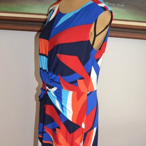 Lauren Ralph Lauren NWT Colorful sleeveless Twist front Jersey Dress, sz 10 - Picture 6 of 9